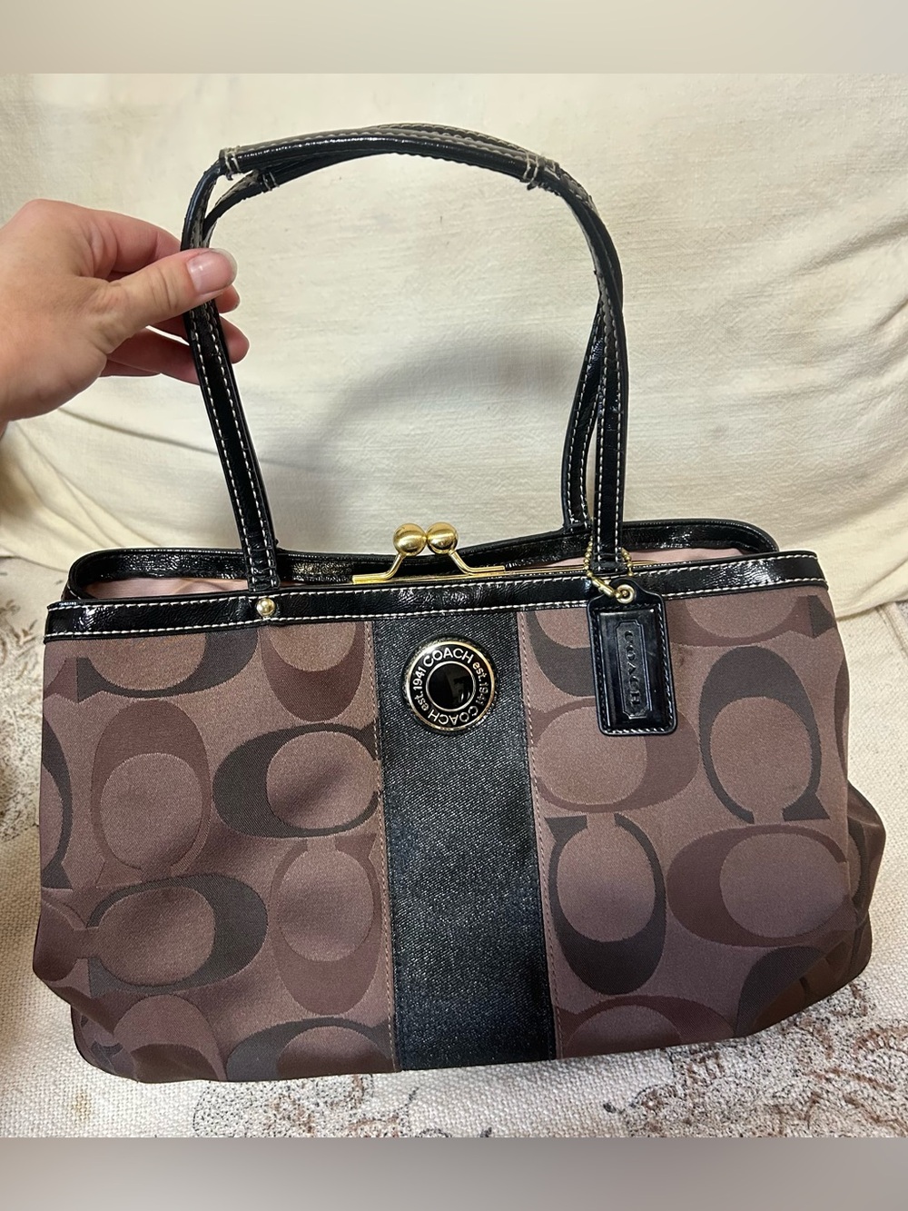 Y2K Coach Brown Signature Shoulder Bag